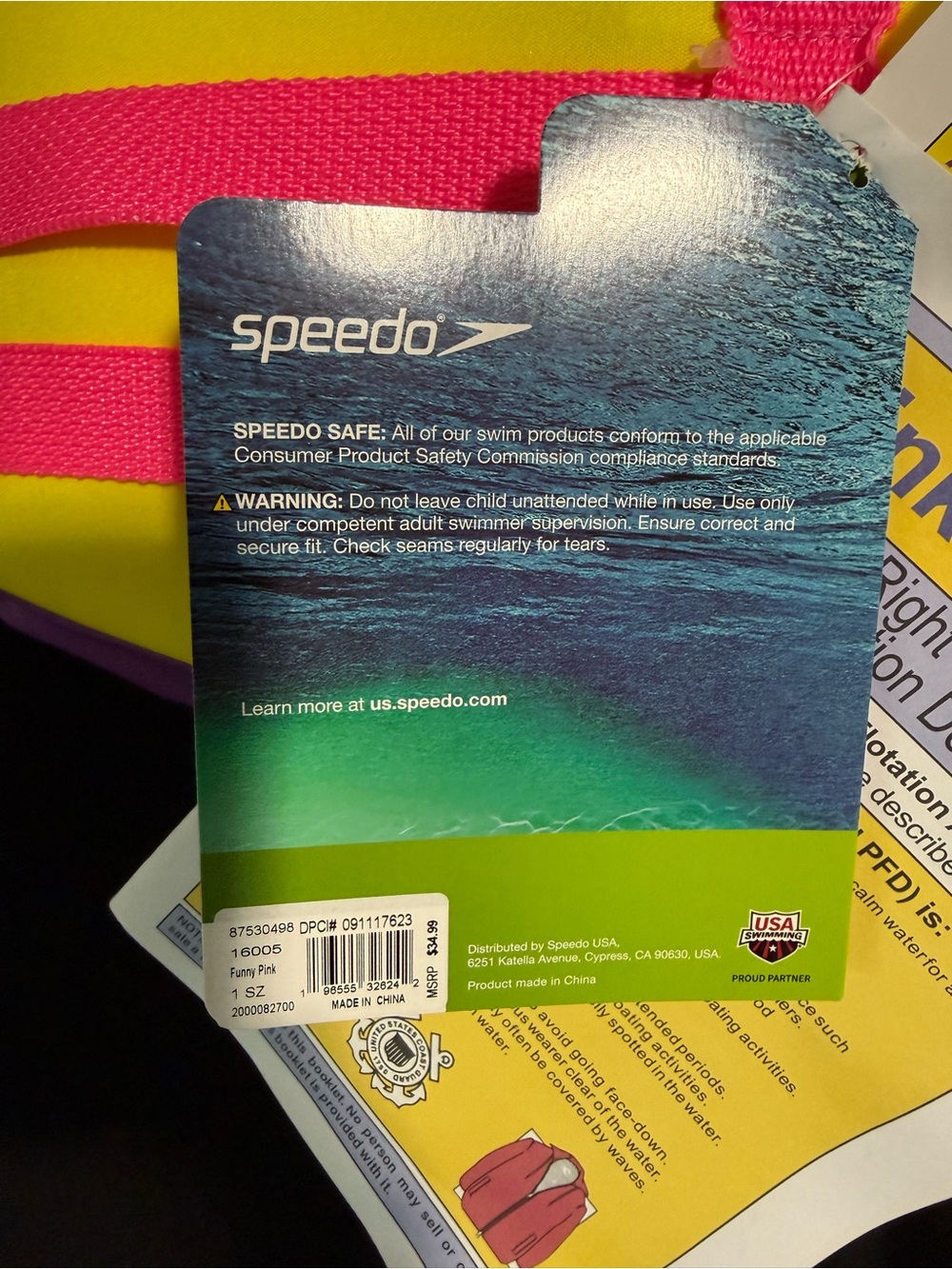 Speedo Pink/Purple Swirl Kids' Life Jacket Vest-Child Swim Safety 33-55 lbs NWT - Picture 8 of 8